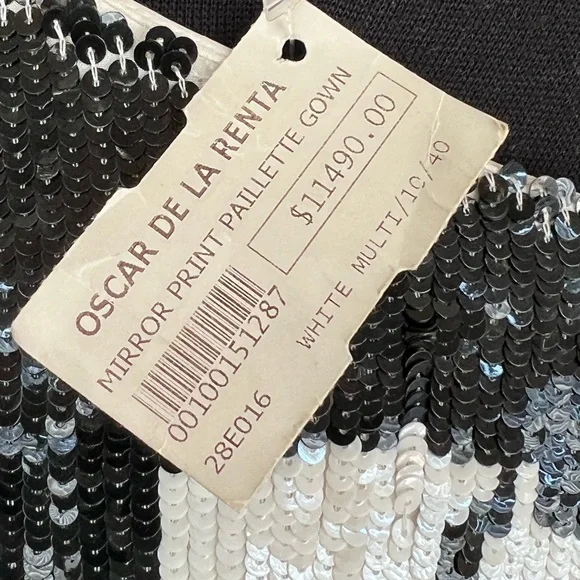 Size 8/10 Oscar Del Renta mirror tribal sequin pailette floor length grown - Picture 17 of 17